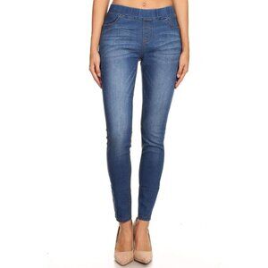 Women's Ripped Stretch Denim Skinny Jeans Plus Size Pull-On Slim Fit